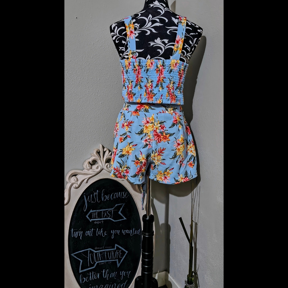 No Boundaries Floral Jumpsuit - Blue and Yellow - Picture 2 of 8
